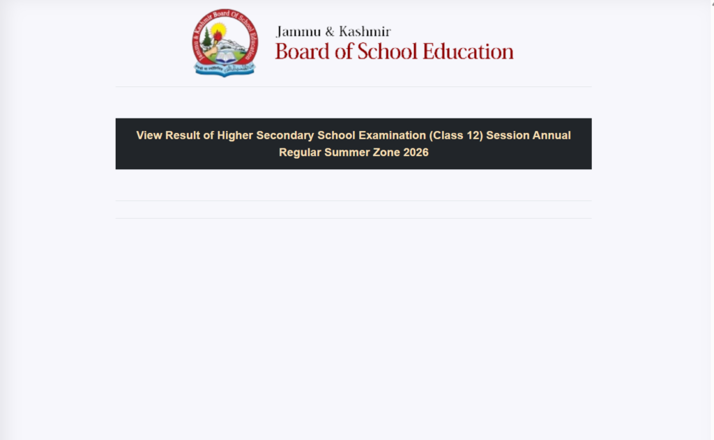 JKBOSE कक्षा 12वीं वार्षिक नियमित समर जोन परिणाम 2026 jkresults.nic.in पर जारी: यहां स्कोरकार्ड सीधे डाउनलोड करें
